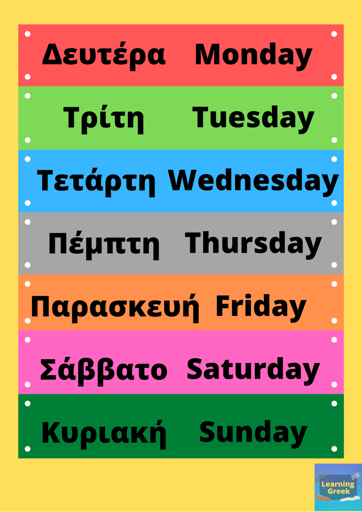 Days of the week in Greek, related vocabulary and interesting facts!